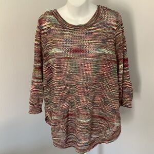Westport Vibrant Multicolor Open Weave Knit Top Sz. 3X